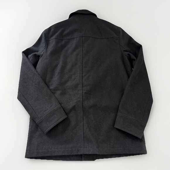 Banana Republic Men's Black Wool Blend Coat M Peacoat Quilted Lining - Picture 10 of 10